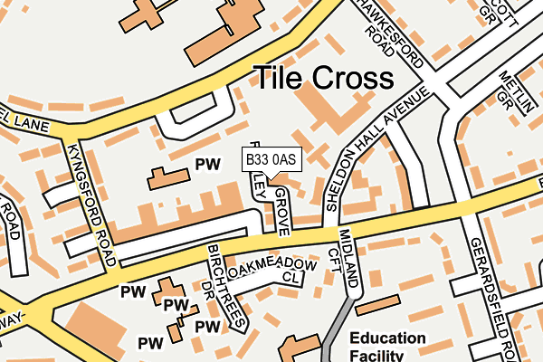 B33 0AS map - OS OpenMap – Local (Ordnance Survey)