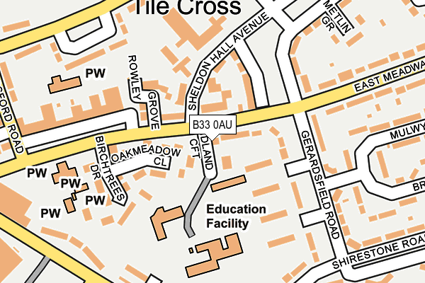 B33 0AU map - OS OpenMap – Local (Ordnance Survey)