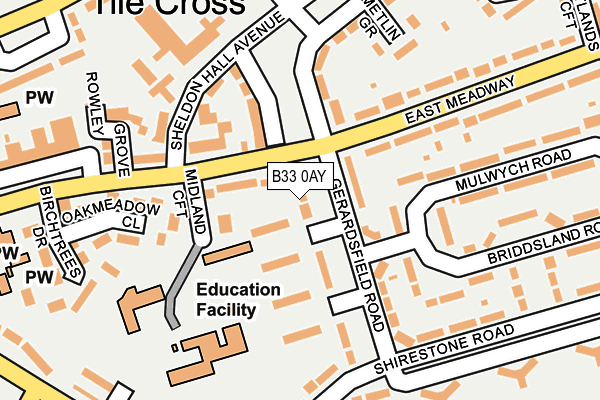 B33 0AY map - OS OpenMap – Local (Ordnance Survey)