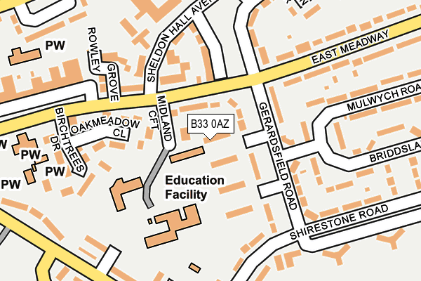 B33 0AZ map - OS OpenMap – Local (Ordnance Survey)