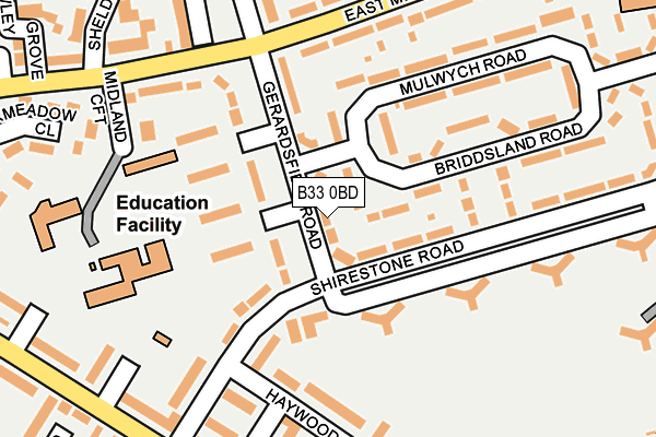 B33 0BD map - OS OpenMap – Local (Ordnance Survey)