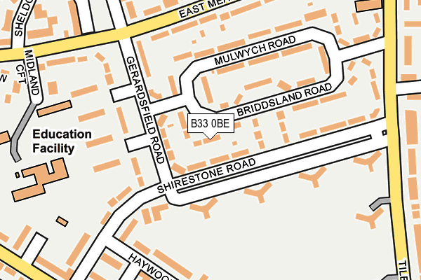 B33 0BE map - OS OpenMap – Local (Ordnance Survey)