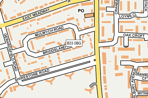 B33 0BG map - OS OpenMap – Local (Ordnance Survey)