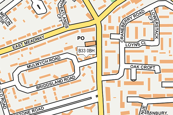 B33 0BH map - OS OpenMap – Local (Ordnance Survey)