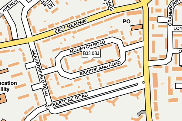 B33 0BJ map - OS OpenMap – Local (Ordnance Survey)