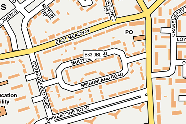 B33 0BL map - OS OpenMap – Local (Ordnance Survey)