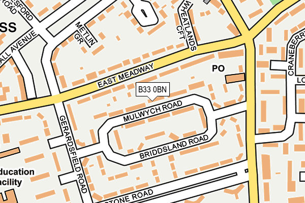 B33 0BN map - OS OpenMap – Local (Ordnance Survey)