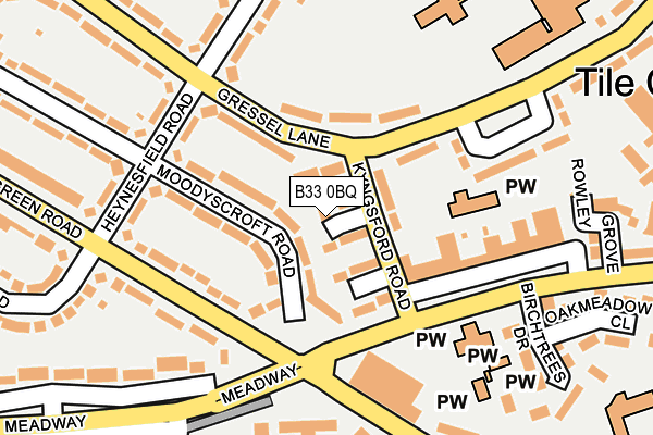 B33 0BQ map - OS OpenMap – Local (Ordnance Survey)