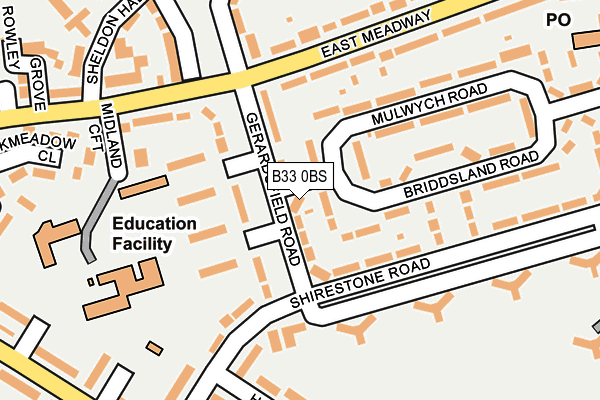 B33 0BS map - OS OpenMap – Local (Ordnance Survey)