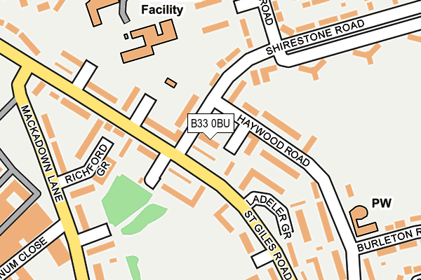 B33 0BU map - OS OpenMap – Local (Ordnance Survey)