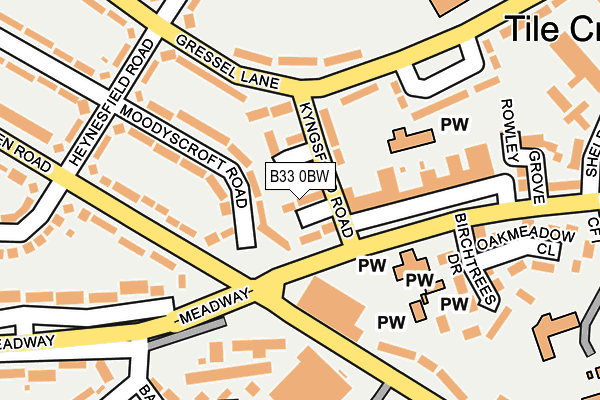 B33 0BW map - OS OpenMap – Local (Ordnance Survey)
