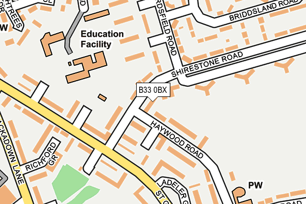 B33 0BX map - OS OpenMap – Local (Ordnance Survey)