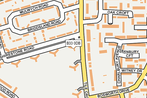 B33 0DB map - OS OpenMap – Local (Ordnance Survey)
