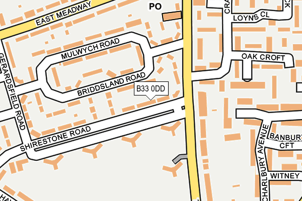 B33 0DD map - OS OpenMap – Local (Ordnance Survey)