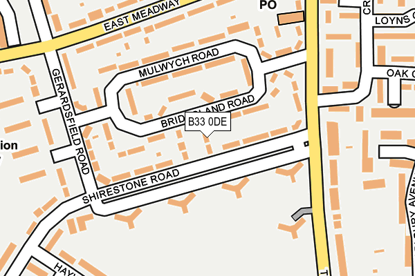 B33 0DE map - OS OpenMap – Local (Ordnance Survey)