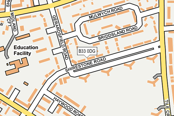 B33 0DG map - OS OpenMap – Local (Ordnance Survey)