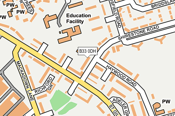 B33 0DH map - OS OpenMap – Local (Ordnance Survey)