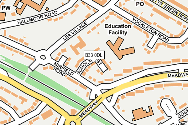 B33 0DL map - OS OpenMap – Local (Ordnance Survey)