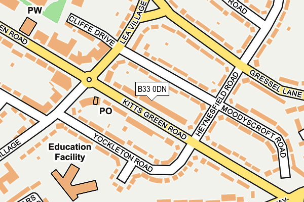 B33 0DN map - OS OpenMap – Local (Ordnance Survey)