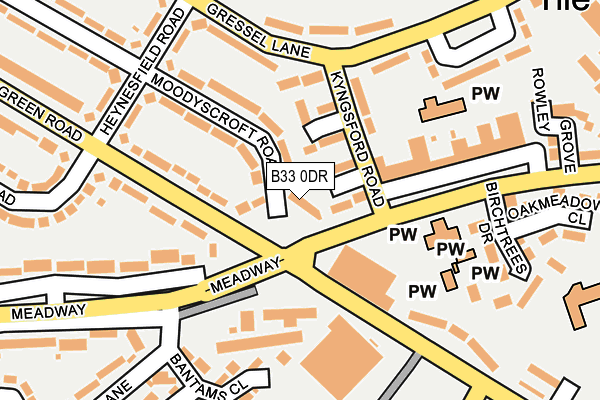 B33 0DR map - OS OpenMap – Local (Ordnance Survey)