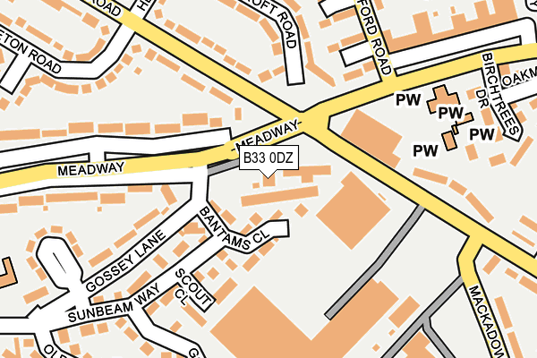 B33 0DZ map - OS OpenMap – Local (Ordnance Survey)