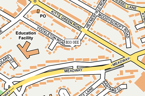 B33 0EE map - OS OpenMap – Local (Ordnance Survey)