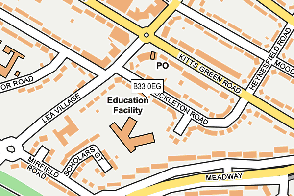 B33 0EG map - OS OpenMap – Local (Ordnance Survey)