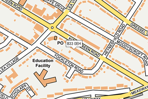 B33 0EH map - OS OpenMap – Local (Ordnance Survey)