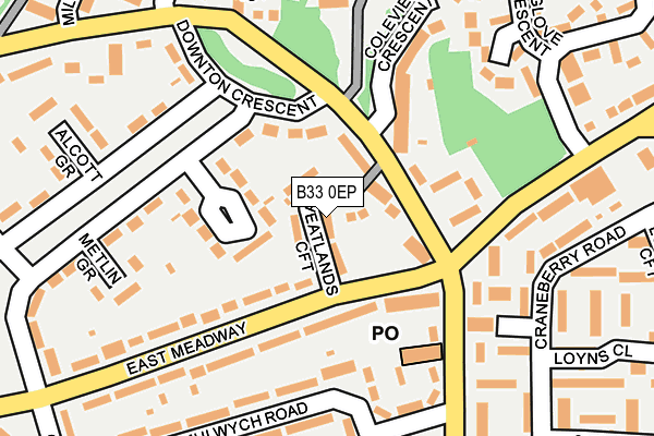 B33 0EP map - OS OpenMap – Local (Ordnance Survey)