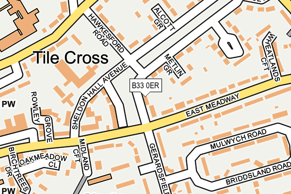 B33 0ER map - OS OpenMap – Local (Ordnance Survey)