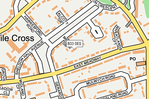 B33 0ES map - OS OpenMap – Local (Ordnance Survey)