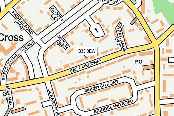 B33 0EW map - OS OpenMap – Local (Ordnance Survey)