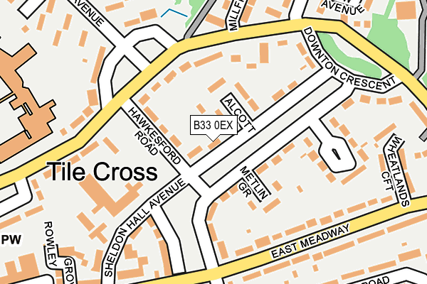 B33 0EX map - OS OpenMap – Local (Ordnance Survey)