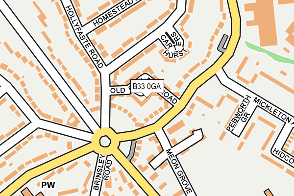 B33 0GA map - OS OpenMap – Local (Ordnance Survey)