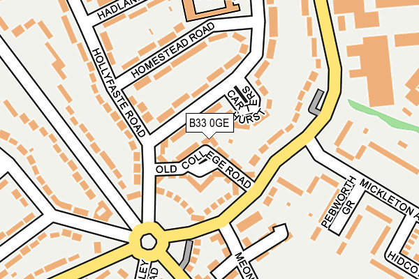 B33 0GE map - OS OpenMap – Local (Ordnance Survey)