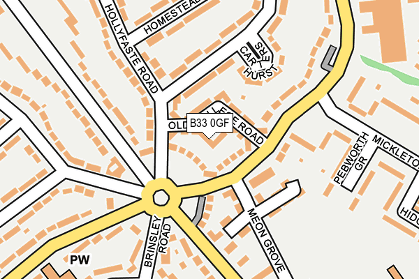 B33 0GF map - OS OpenMap – Local (Ordnance Survey)