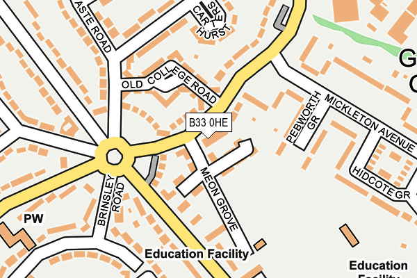 B33 0HE map - OS OpenMap – Local (Ordnance Survey)