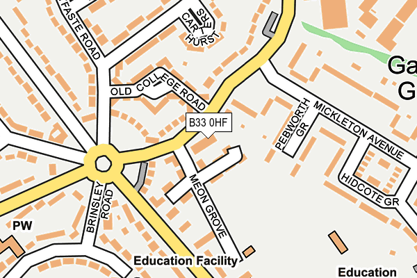 B33 0HF map - OS OpenMap – Local (Ordnance Survey)
