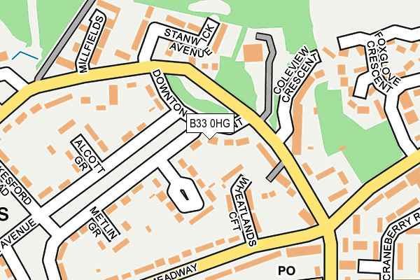 B33 0HG map - OS OpenMap – Local (Ordnance Survey)