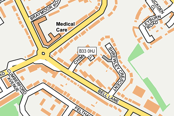 B33 0HJ map - OS OpenMap – Local (Ordnance Survey)