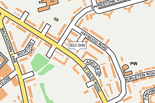 B33 0HN map - OS OpenMap – Local (Ordnance Survey)