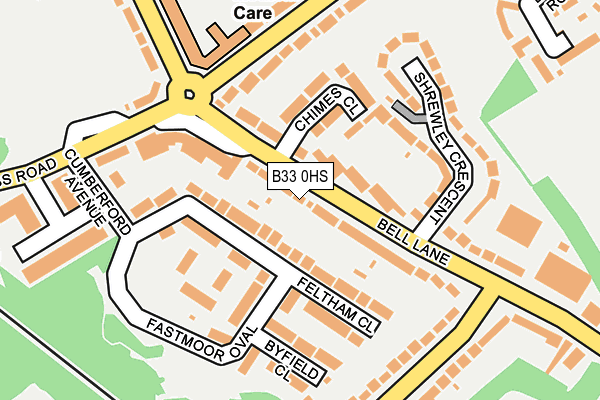 B33 0HS map - OS OpenMap – Local (Ordnance Survey)