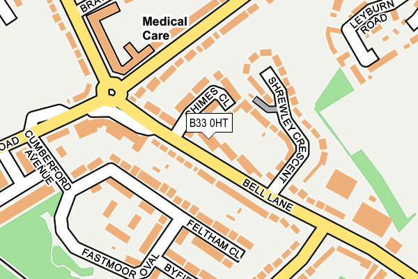 B33 0HT map - OS OpenMap – Local (Ordnance Survey)