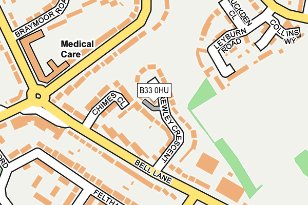 B33 0HU map - OS OpenMap – Local (Ordnance Survey)