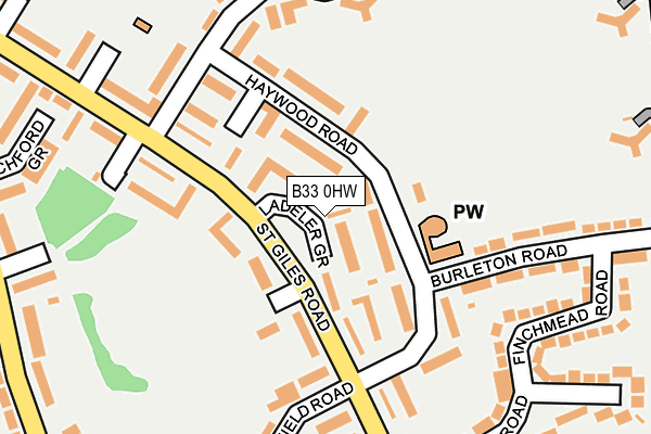 B33 0HW map - OS OpenMap – Local (Ordnance Survey)