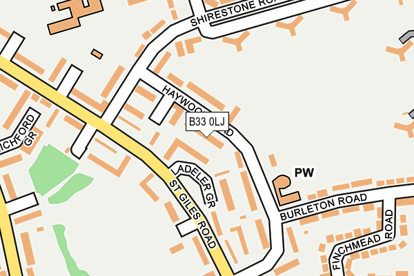 B33 0LJ map - OS OpenMap – Local (Ordnance Survey)