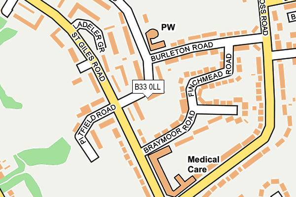 B33 0LL map - OS OpenMap – Local (Ordnance Survey)