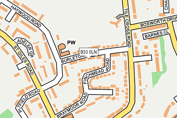 B33 0LN map - OS OpenMap – Local (Ordnance Survey)