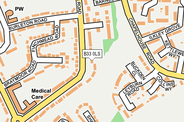 B33 0LS map - OS OpenMap – Local (Ordnance Survey)
