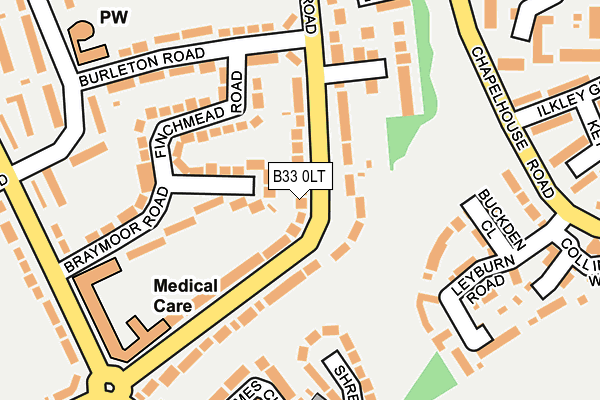 B33 0LT map - OS OpenMap – Local (Ordnance Survey)